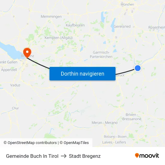 Gemeinde Buch In Tirol to Stadt Bregenz map
