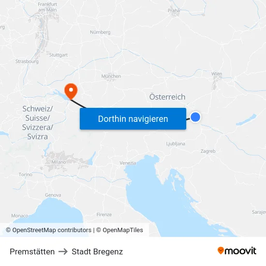 Premstätten to Stadt Bregenz map
