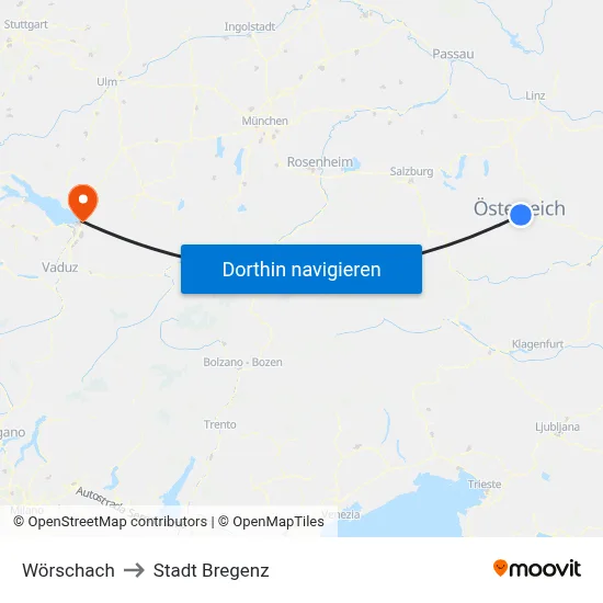 Wörschach to Stadt Bregenz map