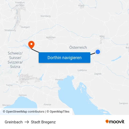 Greinbach to Stadt Bregenz map
