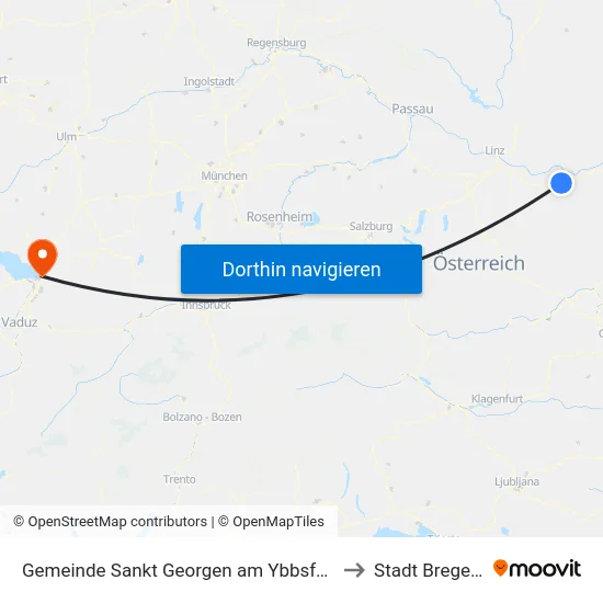 Gemeinde Sankt Georgen am Ybbsfelde to Stadt Bregenz map