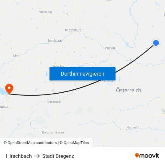 Hirschbach to Stadt Bregenz map