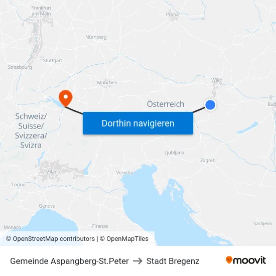 Gemeinde Aspangberg-St.Peter to Stadt Bregenz map