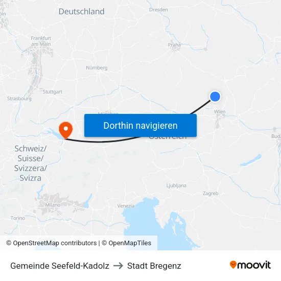 Gemeinde Seefeld-Kadolz to Stadt Bregenz map