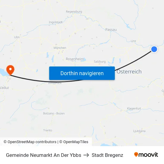 Gemeinde Neumarkt An Der Ybbs to Stadt Bregenz map