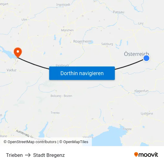 Trieben to Stadt Bregenz map