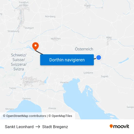 Sankt Leonhard to Stadt Bregenz map