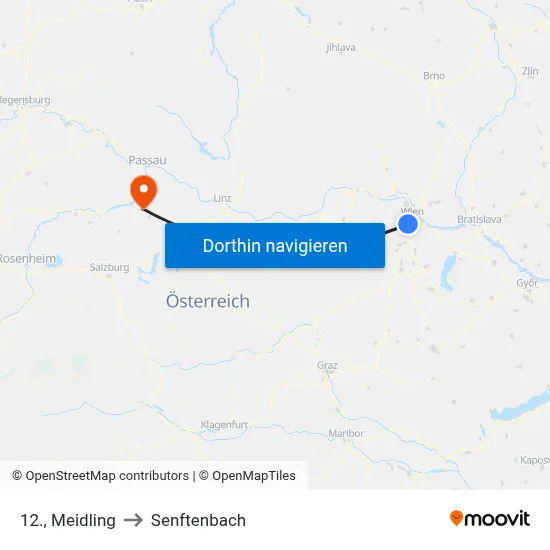 12., Meidling to Senftenbach map