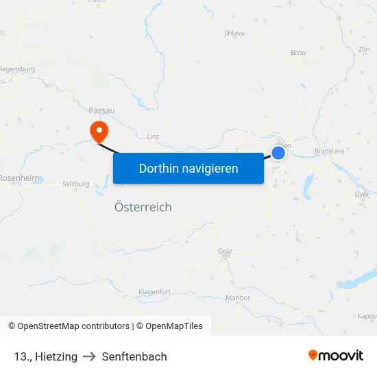13., Hietzing to Senftenbach map