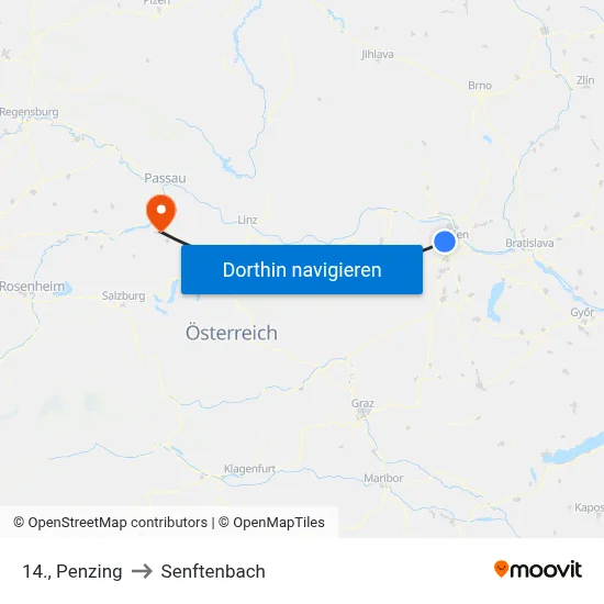 14., Penzing to Senftenbach map