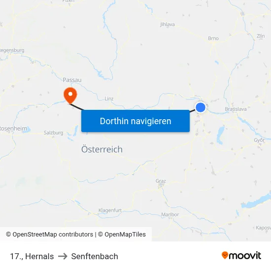 17., Hernals to Senftenbach map