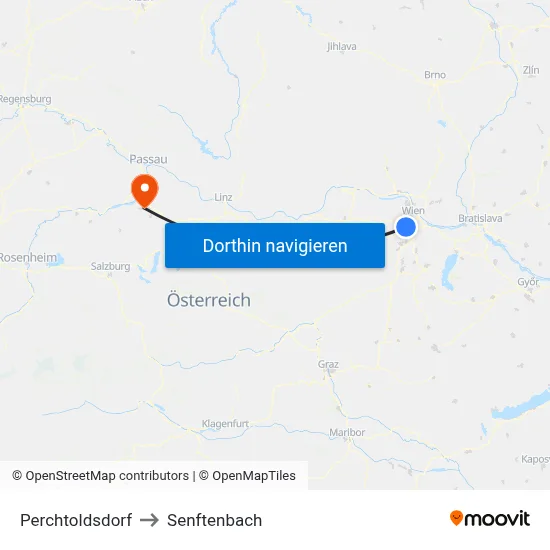 Perchtoldsdorf to Senftenbach map