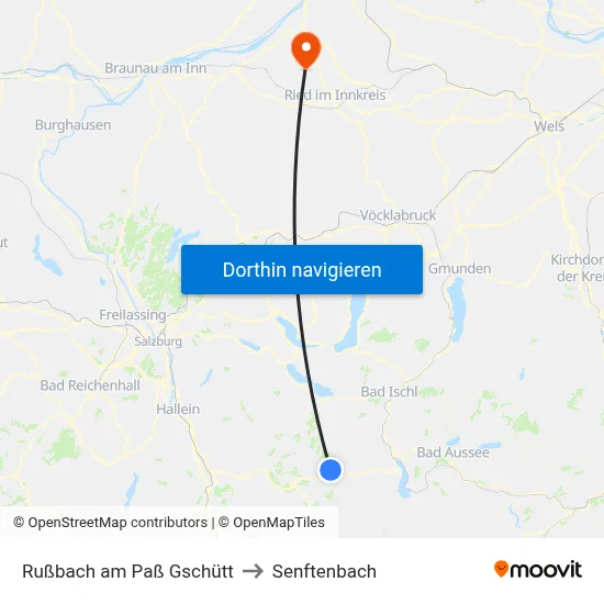 Rußbach am Paß Gschütt to Senftenbach map