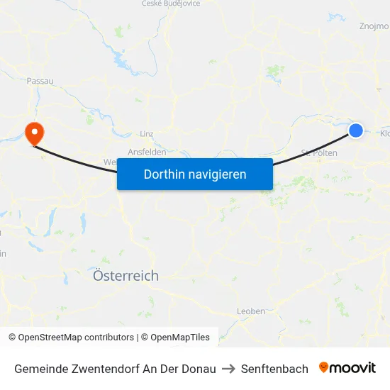Gemeinde Zwentendorf An Der Donau to Senftenbach map