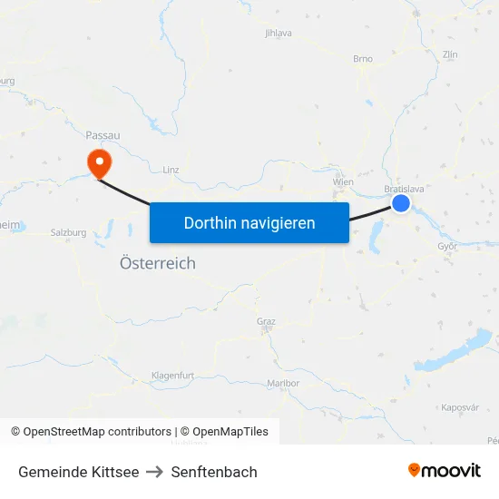 Gemeinde Kittsee to Senftenbach map