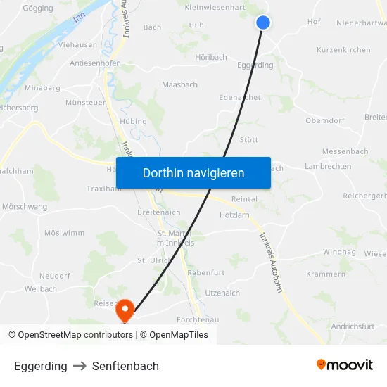 Eggerding to Senftenbach map