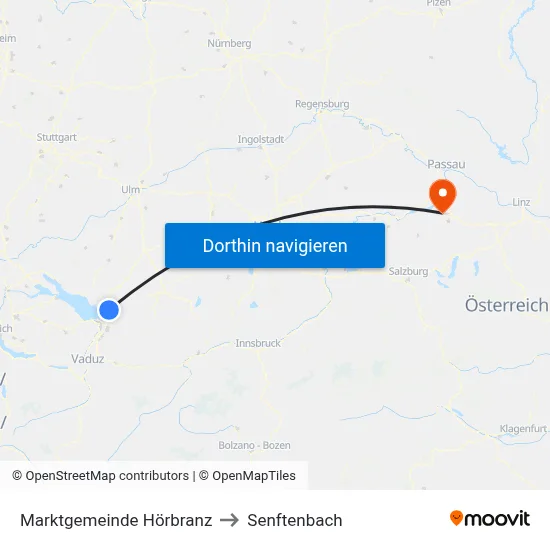 Marktgemeinde Hörbranz to Senftenbach map