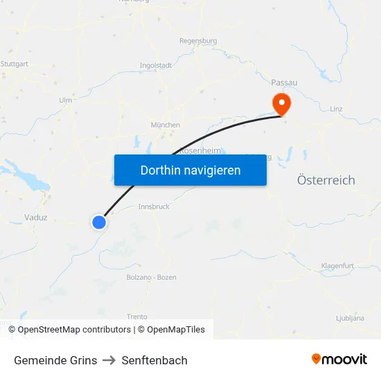 Gemeinde Grins to Senftenbach map