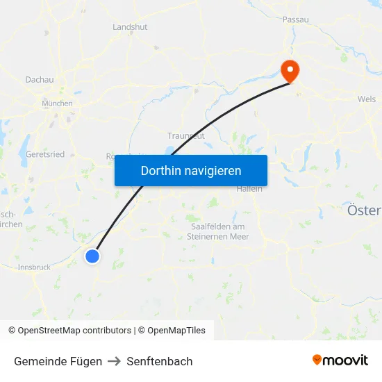 Gemeinde Fügen to Senftenbach map