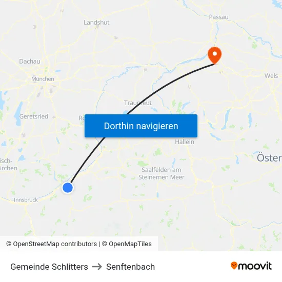 Gemeinde Schlitters to Senftenbach map