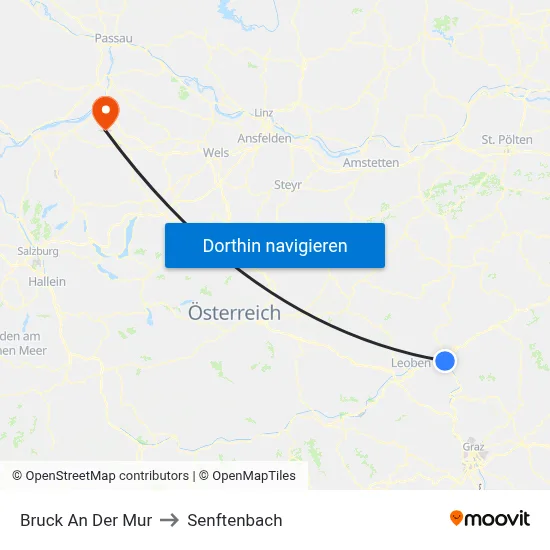 Bruck An Der Mur to Senftenbach map