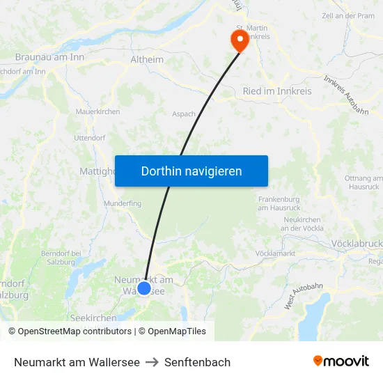 Neumarkt am Wallersee to Senftenbach map