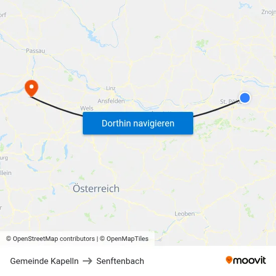 Gemeinde Kapelln to Senftenbach map