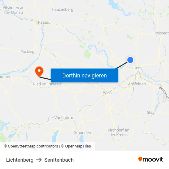 Lichtenberg to Senftenbach map