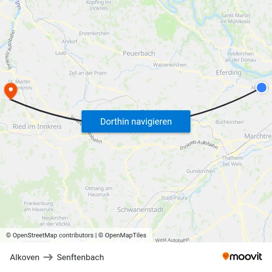 Alkoven to Senftenbach map