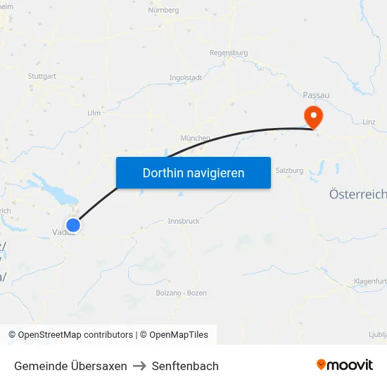 Gemeinde Übersaxen to Senftenbach map