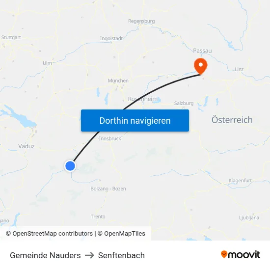 Gemeinde Nauders to Senftenbach map