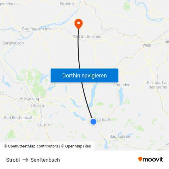 Strobl to Senftenbach map