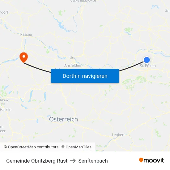Gemeinde Obritzberg-Rust to Senftenbach map