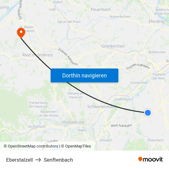 Eberstalzell to Senftenbach map