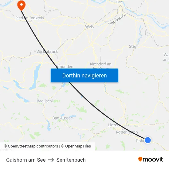 Gaishorn am See to Senftenbach map