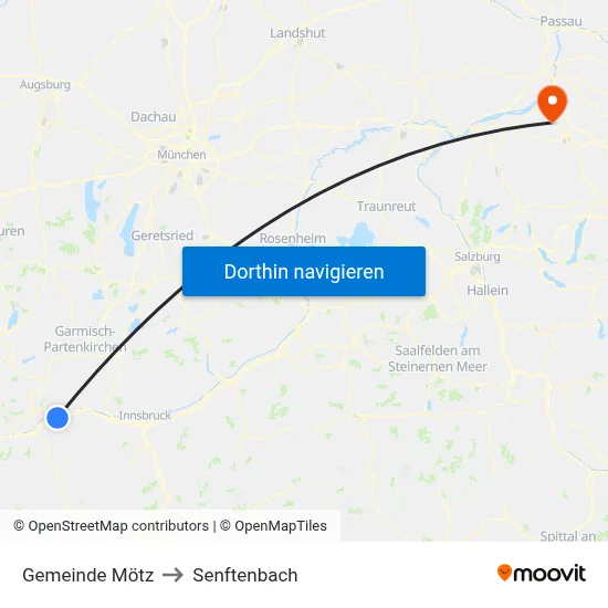 Gemeinde Mötz to Senftenbach map