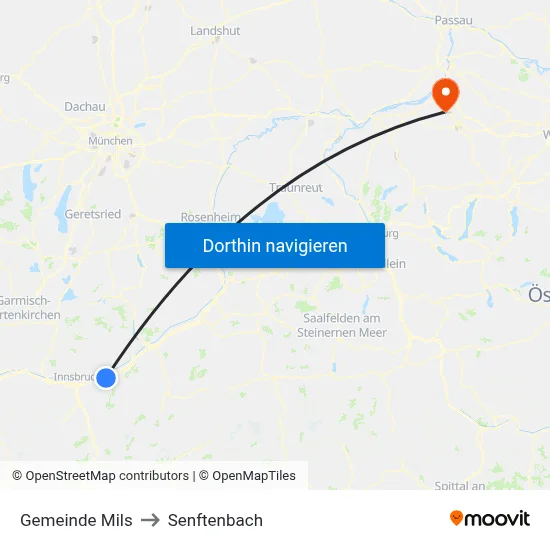 Gemeinde Mils to Senftenbach map
