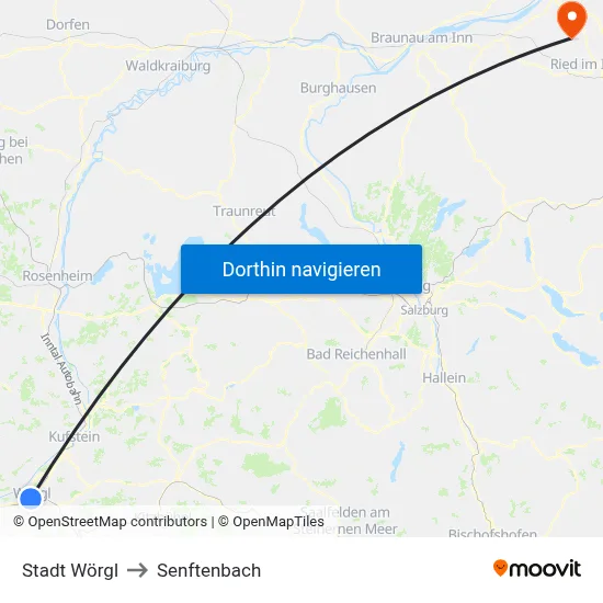 Stadt Wörgl to Senftenbach map