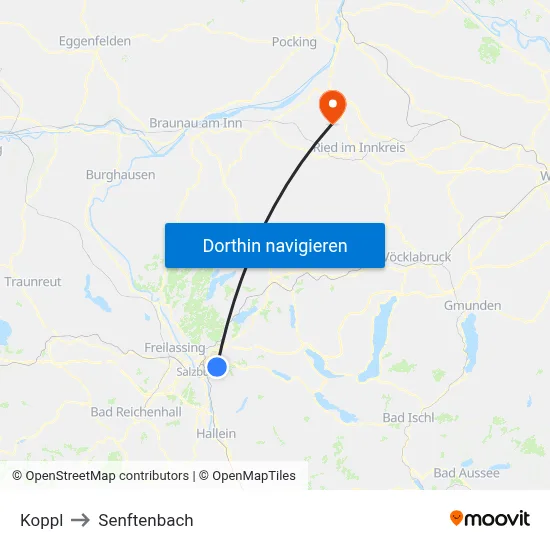 Koppl to Senftenbach map