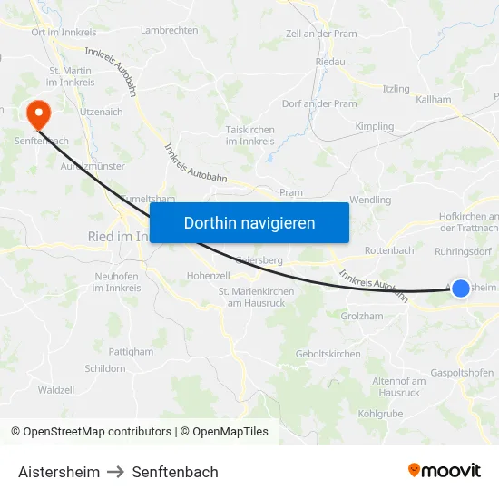 Aistersheim to Senftenbach map