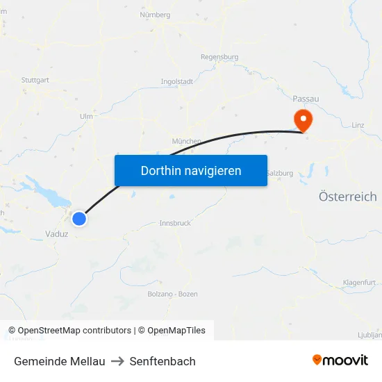 Gemeinde Mellau to Senftenbach map