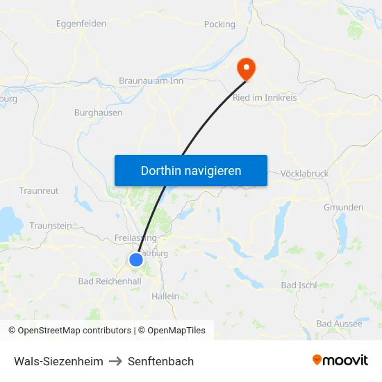 Wals-Siezenheim to Senftenbach map
