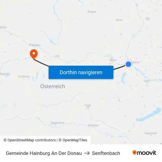 Gemeinde Hainburg An Der Donau to Senftenbach map