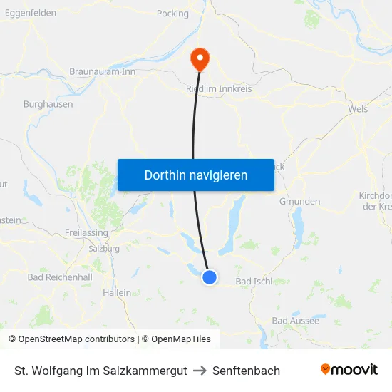 St. Wolfgang Im Salzkammergut to Senftenbach map