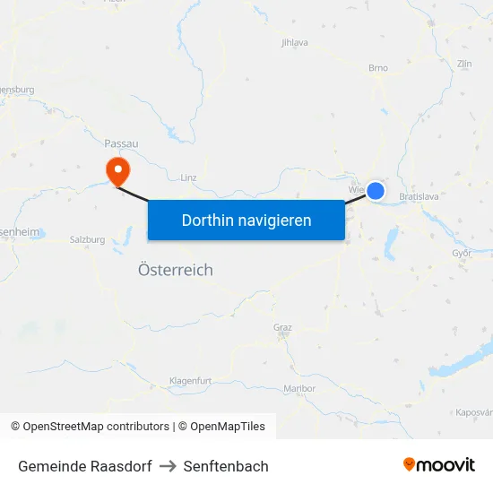 Gemeinde Raasdorf to Senftenbach map