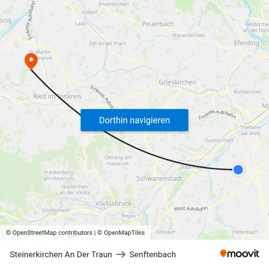 Steinerkirchen An Der Traun to Senftenbach map