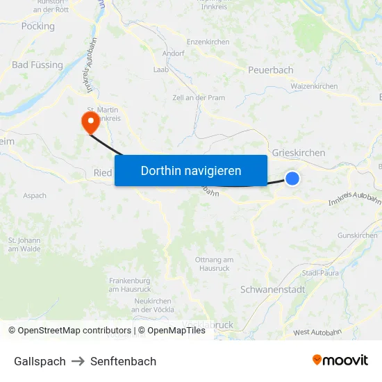 Gallspach to Senftenbach map