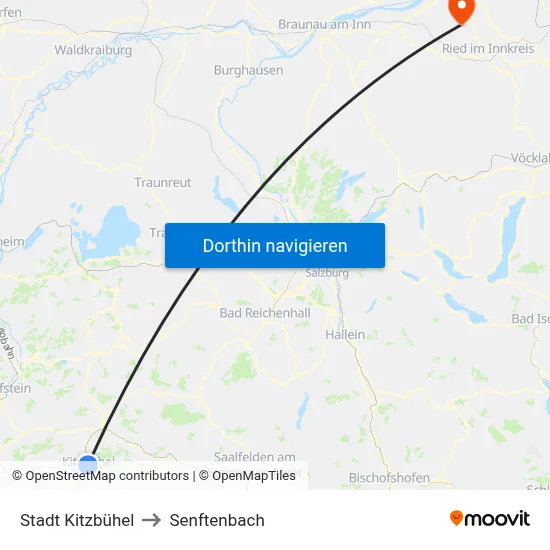 Stadt Kitzbühel to Senftenbach map