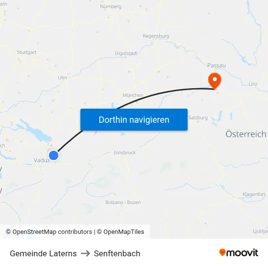 Gemeinde Laterns to Senftenbach map