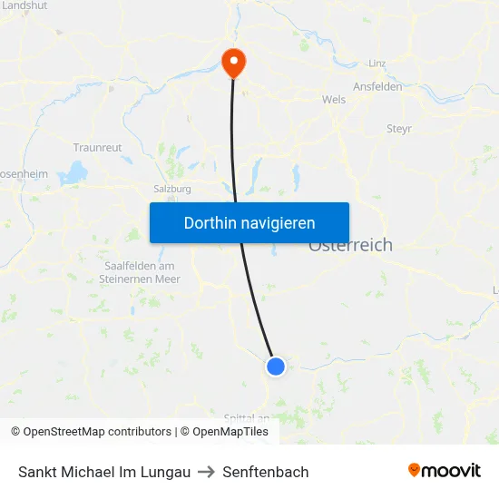 Sankt Michael Im Lungau to Senftenbach map